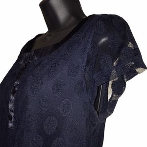 En Focus Studio~Navy Lace POLKA DOT Dress~sz 10